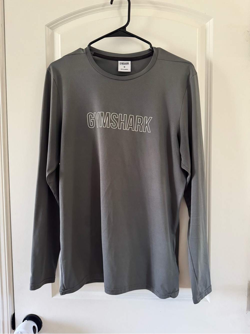 Gymshark Men’s Long Sleeve Crew in Gray with White Logo